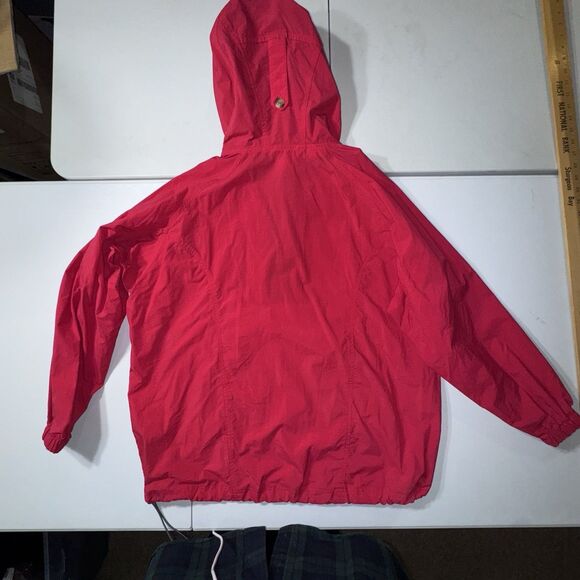 Vintage Columbia Nylon Pullover Hooded Jacket Men's Size Large Red Big Pocket - Picture 8 of 12